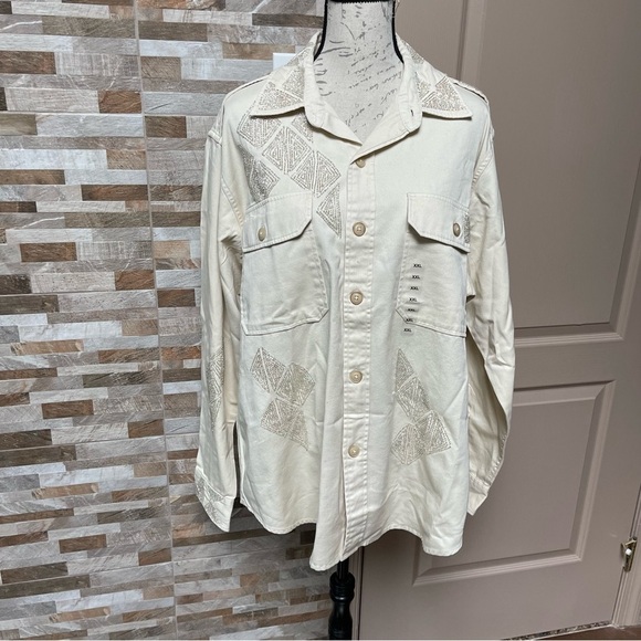 𝅺POLO by Ralph Lauren Beaded Twill Button Down Shirt NWT Sz XXL - Picture 9 of 13